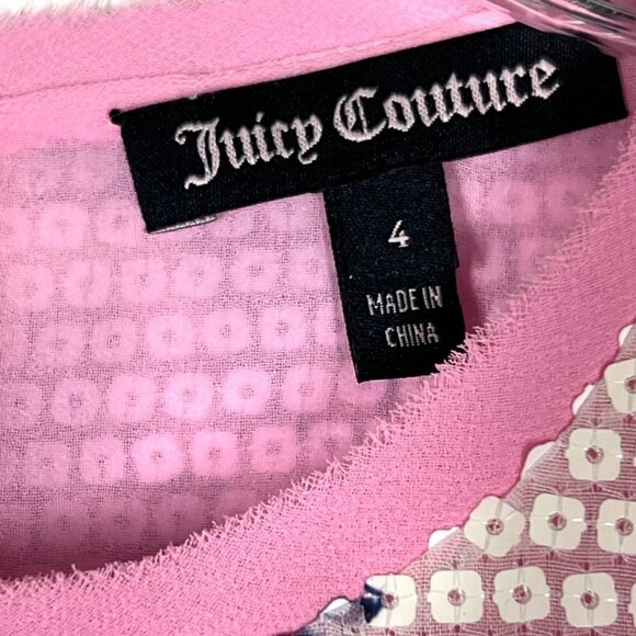 Juicy Couture Shift Dress Pink Floral Sequin Mini Cocktail Party Sleeveless 4 - Picture 10 of 13